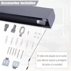 Outsunny Toldo Vertical Enrollable Con Manivela Protección UV Para Interior Y Exterior Balcón Porche Terraza 140x250 Cm Gris -Tienda Barata Lounge Sol e1496a0527a726eec565aa5a0edbf0bb33044223 4fe844b98d6d40d88bdc943d25adfa24