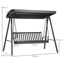 Outsunny Columpio De Jardín De 3 Plazas Silla Balancín Con Toldo Inclinable Cojín Extraíble Y Marco De Acero Para Terraza Piscina Patio Carga 360 Kg 210x128x184 Cm Gris Oscuro 13 Outsunny Columpio De Jardín De 3 Plazas Silla Balancín Con Toldo Inclinable Cojín Extraíble Y Marco De Acero Para Terraza Piscina Patio Carga 360 Kg 210x128x184 Cm Gris Oscuro -Tienda Barata Lounge Sol e1bd097cfe1ce9f32b4d7a2920e38d4ab4c529d1 4673eaf79a8a47df81fcadc1d3590757