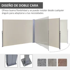 Outsunny Toldo Lateral Retráctil Doble 600x160 Cm Pantalla De Privacidad Extensible Con Ángulo Ajustable Y Protección UV 50+ Para Jardín Balcón Terraza Beige -Tienda Barata Lounge Sol e1e6ff53a20b2461e19a2b64acddb406c1905635 04ad1a617b954b48970750c981ff9ba1