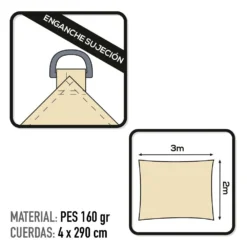 Toldo Vela De Sombreo Rectangular Aktive Garden Color Crema -Tienda Barata Lounge Sol e455af4c24d8a9d1b070adada9889224d6f655e6 57cb23d2cbbf4ae692c50c84dcc921f2