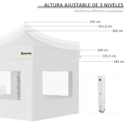 Outsunny Carpa Plegable 3x3 M Con Altura Ajustable Cenador De Jardín Con 4 Paredes Extraíbles De Tela Oxford 4 Ventanas Y Bolsa De Transporte Para Exterior Terraza Camping Blanco 15 Outsunny Carpa Plegable 3x3 M Con Altura Ajustable Cenador De Jardín Con 4 Paredes Extraíbles De Tela Oxford 4 Ventanas Y Bolsa De Transporte Para Exterior Terraza Camping Blanco -Tienda Barata Lounge Sol e6531216d23ff15681a2fd495174082f2b7638da 3287f815588d490ebb450575c035f3e5