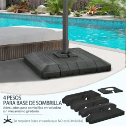 Outsunny Pesos De Base De Sombrilla En Voladizo De 4 Piezas Soporte De Parasol De Patio Rellenable De Agua De 100 Kg O Arena De 135 Kg Para Base Cruzada 98x98x18,5 Cm Negro -Tienda Barata Lounge Sol e869d4a73034c2218b86562c9dfb64dd3e6e0fd0 d70ca998f4a643808cd2643b8811b83b