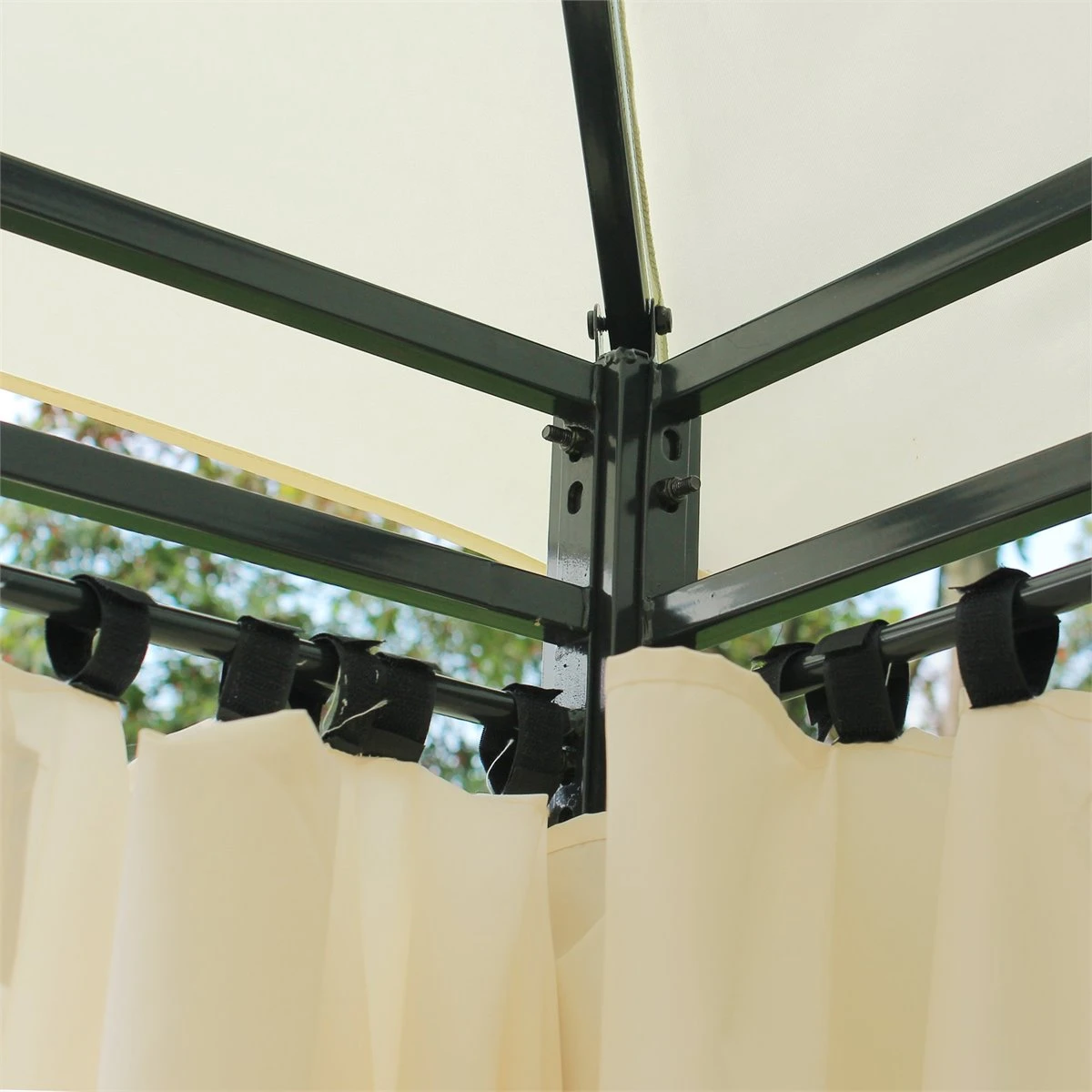 Outsunny Cenador De Jardín 3x4 M Marco Acero Gazebo Con Doble Techo 6 Cortinas Laterales 8 Orificios De Drenaje Buena Ventilación Para Fiestas Eventos Crema 12 Outsunny Cenador De Jardín 3x4 M Marco Acero Gazebo Con Doble Techo 6 Cortinas Laterales 8 Orificios De Drenaje Buena Ventilación Para Fiestas Eventos Crema - Imagen 10