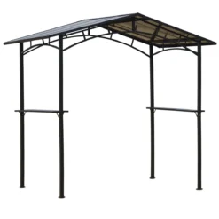 Outsunny Pérgola De Barbacoa 246x149x230 Cm De Aluminio Gazebo Cenador Con 2 Estantes Para Jardín Patio Terraza Fiestas Protección Solar Negro