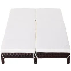 Outsunny Conjunto De Tumbona Exterior De Ratán 2 Plazas Con Cojines Acolchados Resistente Al Agua Con Respaldo Regulable De 5 Niveles Soporta 220 Kg 195x120x28 Cm Marrón -Tienda Barata Lounge Sol eaeb586468c846615ba8b6b8ee8f36f42fae5409 484350c19c2e40d9ae375ead3ba78436