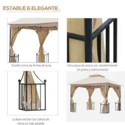 Outsunny Cenador De Jardín 3x3 M Con 4 Cortinas Laterales De Cremallera Y Doble Techo Con 8 Orificios De Drenaje Estilo Moderno Para Patio Aire Libre Beige -Tienda Barata Lounge Sol ebf8ccd1c38a93220b1c0ad991e165672f3f6712 4b3654352fce4e8e95022493852ce2b2