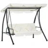 Outsunny Columpio Balancín Jardín De 3 Plazas Convertible En Cama Con Techo Ajustable Cojín Acolchado Y Almohadas Para Balcón Terraza Carga 340 Kg Acero 200x125x170 Cm Crema -Tienda Barata Lounge Sol ef5487a5e370ba4283ca02de9d42c2206f5c128f 244449792cba49ad824167d29662dffc
