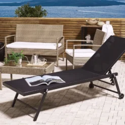 Tumbona Reclinable De Metal/textil Trenzado Negro PORTOFINO -Tienda Barata Lounge Sol f05d3f55e4d11f707fa4809b84729c045fd3f45d e28176301a204042bf41fc18a9adb66c