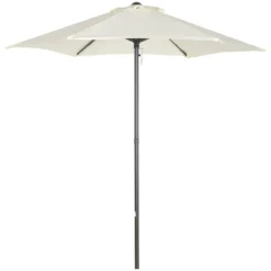 Outsunny Sombrilla De Jardín Ø2x2 M Parasol Mástil De Aluminio Con Techo De Ventilación Pestillo De Fijación Y Poste Desmontable Para Terraza Patio Exterior Beige