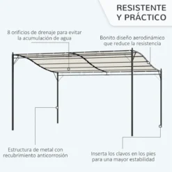 Outsunny Pérgola De Jardín 4x3 M Cenador Montado En Pared Con Toldo Y 4 Orificios De Drenaje Marco De Metal Y Poliéster 180 G/m² Para Patio Terraza Crema 14 Outsunny Pérgola De Jardín 4x3 M Cenador Montado En Pared Con Toldo Y 4 Orificios De Drenaje Marco De Metal Y Poliéster 180 G/m² Para Patio Terraza Crema -Tienda Barata Lounge Sol f4e1b1680c994a9bc4e6b4da815cec35dd620ee7 dac79a41a6194e3b83c5b50e64acff1e