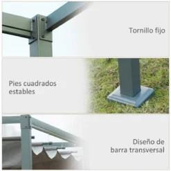 Outsunny Pérgola 3x2 M Cenador De Jardín Con Techo Retráctil De Poliéster Con Recubrimiento Resistente Para Celebraciones Fiestas Bodas Gris -Tienda Barata Lounge Sol f5878868306addebd74728401669e96f84bc9e53 b485e9649732430d9ddf200486dcd353