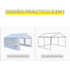 Outsunny Carpa De Jardín Cochera Gazebo 4x4m Pergola Cenador Pabellón 4 Paneles Laterales 4 Ventanas Para Fiesta Eventos Bodas Acero PE Blanco -Tienda Barata Lounge Sol f6ca2d734be889d35ac0f2c86f1e6d602b7aeefe c6e148cd802d48199ec3f569951d6400