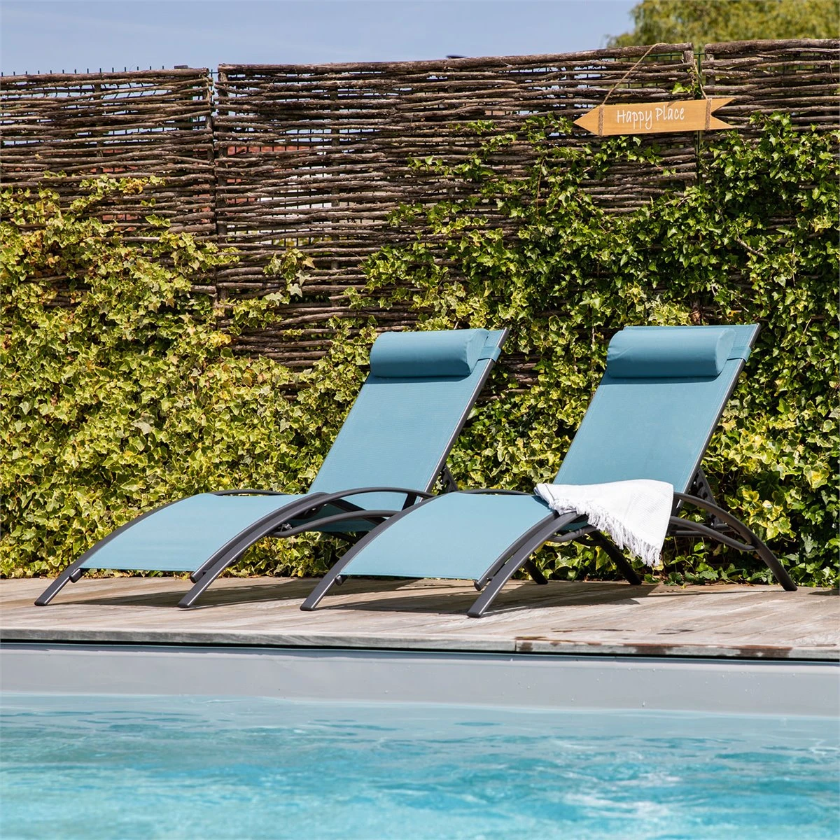 Juego De 2 Tumbonas GALAPAGOS De Textileno Y Aluminio Gris Antracita 4 Juego De 2 Tumbonas GALAPAGOS De Textileno Y Aluminio Gris Antracita - Imagen 2