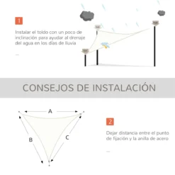 Outsunny Toldo Vela Color Crema Sombrilla Parasol Triangulo Tela De Poliéster Jardin Playa Camping Sombra (varios Colores Y Medidas), Medida 3x3x3 Metros, Color Crema -Tienda Barata Lounge Sol fa5a7a4a85e9b880a8d2a3d11df901427d04d8e4 691011324cbf45bca369219db2428d70