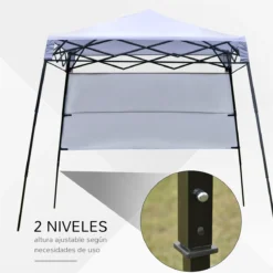 Outsunny Carpa Plegable 2,2x2,2x2m Con Lateral Altura Ajustable Protección UV 50+ De Acero Y Tela Oxford Con Bolsa De Transporte Blanco -Tienda Barata Lounge Sol fbf055dc66b2957a511d388ef3db7cfc6a52887f ee35027d4cc24da9bd49ba8a67639c47