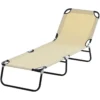 Outsunny Tumbona Plegable Reclinable Con Ángulo Ajustable De 5 Posiciones Para Jardín Exterior Piscina Terraza Camping Carga 120 Kg 190x56x28 Cm Beige
